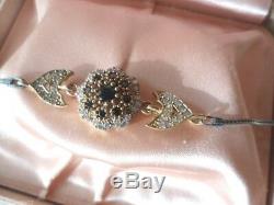 Bijoux Vintage Antique Sterling Bracelet D'argent Avec De L'or Accents Et Saphirs