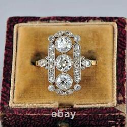 Bijoux Vintage Exquise 925 Argent Sterling Noir Saphir Diamant Rin