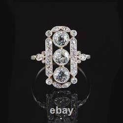 Bijoux Vintage Exquise 925 Argent Sterling Noir Saphir Diamant Rin