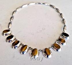 Bijoux Vintage en Argent Sterling 925 avec Pierres de Œil de Tigre Texco