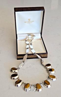 Bijoux Vintage en Argent Sterling 925 avec Pierres de Œil de Tigre Texco