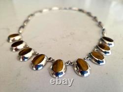 Bijoux Vintage en Argent Sterling 925 avec Pierres de Œil de Tigre Texco