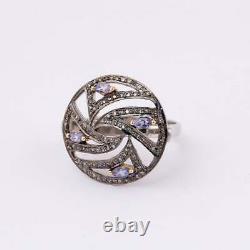 Bijoux en argent sterling 925 de style victorien avec incrustations de pierres précieuses et diamants, vintage