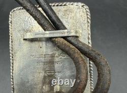 Bolo tie vintage en argent sterling du bicentenaire du Wyoming avec une majestueuse pierre de jade