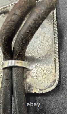 Bolo tie vintage en argent sterling du bicentenaire du Wyoming avec une majestueuse pierre de jade