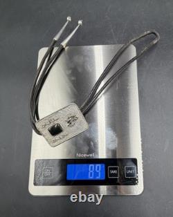 Bolo tie vintage en argent sterling du bicentenaire du Wyoming avec une majestueuse pierre de jade