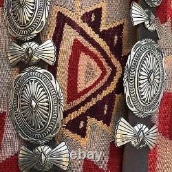 Bon! Vintage Stamped Sterling Silver Navajo Southwest Concho Belt Par D Reeves
