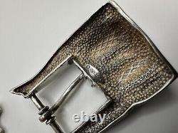 Boucle de ceinture brutale en argent massif vintage pour ceintures de 1 pouce