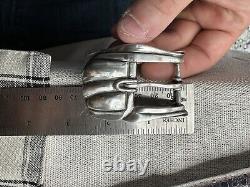 Boucle de ceinture brutale en argent massif vintage pour ceintures de 1 pouce