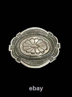 Boucle de ceinture en argent sterling vintage Navajo du sud-ouest signée