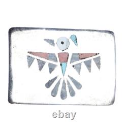 Boucle de ceinture vintage en argent sterling avec incrustation de tonnerre Zuni