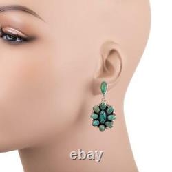 Boucles D’oreilles Navajo Turquoise Natura Cluster Sterling Silver Vintage Dangle Platero
