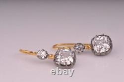Boucles d'oreilles en argent sterling 925 avec diamants simulés, style vintage, forme coussin rond.