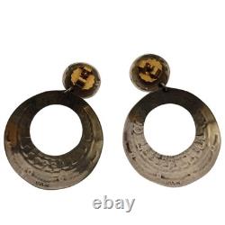 Boucles d'oreilles en argent sterling Navajo vintage traditionnel avec de grandes conchos
