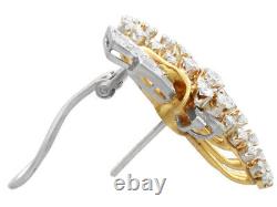 Boucles d'oreilles en grappe de fleurs vintage plaquées or jaune 14 carats avec diamants simulés de 3,4 carats