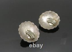 Boucles d'oreilles lourdes en argent sterling 925, vintage, marcasite, non percées, EG10138