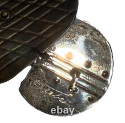 Boucles d'oreilles pendantes artisanales en argent sterling vintage Tabra avec figure céleste perforée