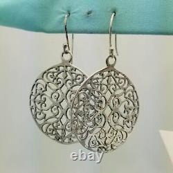 Boucles d'oreilles pendantes en filigrane d'argent sterling vintage - Grandes - Audacieuses - Plates - Longues de 2,5 pouces