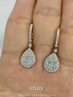 Boucles d'oreilles pendantes en goutte de diamant de synthèse de laboratoire 2Ct, plaqué or blanc 14K