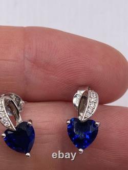 Boucles d'oreilles vintage en argent sterling avec iolite bleue
