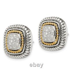 Boucles d'oreilles vintage en diamant 14 carats en argent sterling 925
