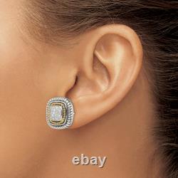 Boucles d'oreilles vintage en diamant 14 carats en argent sterling 925
