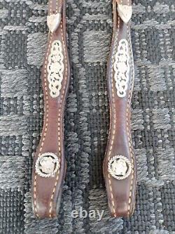 Boucles de ceinture en filigrane en argent sterling vintage Conchos Show Headstall One Ear Bridle