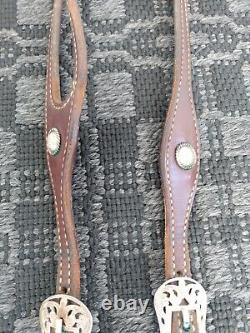 Boucles de ceinture en filigrane en argent sterling vintage Conchos Show Headstall One Ear Bridle