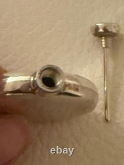 Bouteille de parfum miniature en argent sterling vintage avec bouchon à vis et applicateur à tige