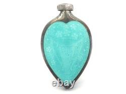 Bouteille de parfum vintage en argent sterling avec émail bleu turquoise