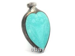 Bouteille de parfum vintage en argent sterling avec émail bleu turquoise