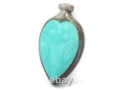 Bouteille de parfum vintage en argent sterling avec émail bleu turquoise