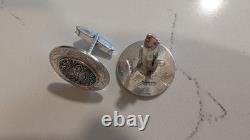 Boutons de manchette pour hommes en argent sterling vintage avec centres en or fabriqués au Mexique Boutons de manchette pour hommes en argent sterling vintage avec centres en or fabriqués au Mexique