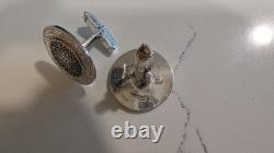 Boutons de manchette pour hommes en argent sterling vintage avec centres en or fabriqués au Mexique