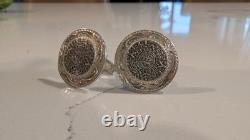 Boutons de manchette pour hommes en argent sterling vintage avec centres en or fabriqués au Mexique