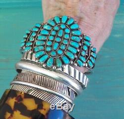 Bracelet À Manchette Vintage Turquoise, Pion, Amérindien, Argent Sterling