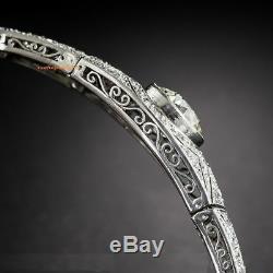 Bracelet D'époque Art Deco Avec Diamants Taille Ronde De 8,00 MM En Argent Sterling 925 7