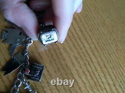 Bracelet De Charme En Argent Sterling Chargé De 20 Charmes Vintage 58 G Rare Antique