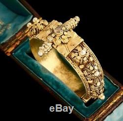 Bracelet En Diamant Mughal D'époque Art Nouveau En Argent Sterling D'époque Art Nouveau