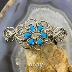 Bracelet Floral en Turquoise Vintage de style Sud-Ouest en argent par Carolyn Pollack