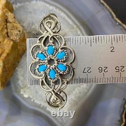 Bracelet Floral en Turquoise Vintage de style Sud-Ouest en argent par Carolyn Pollack