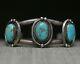 Bracelet Manchette Fantaisie Vintage Amérindien Amérindien Navajo Turquoise En Argent Sterling