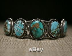 Bracelet Manchette Vintage En Argent Sterling, Amérindien, Turquoise Navajo