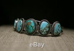 Bracelet Manchette Vintage En Argent Sterling, Amérindien, Turquoise Navajo