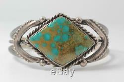Bracelet Manchette Vintage En Argent Sterling Turquoise Avec Turquoise