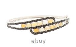 Bracelet Vintage en Argent Sterling 925 avec Cabochon Ovale Opale et Spinelle BT11386