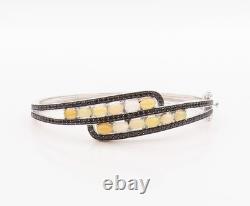 Bracelet Vintage en Argent Sterling 925 avec Cabochon Ovale Opale et Spinelle BT11386