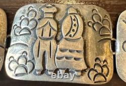 Bracelet Vintage en Argent Sterling Mexicain avec Images 7 1,4 Oz Fermeture Manquante
