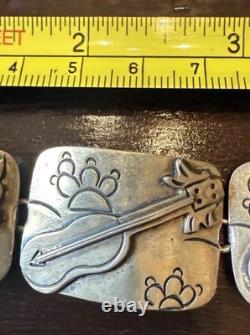 Bracelet Vintage en Argent Sterling Mexicain avec Images 7 1,4 Oz Fermeture Manquante