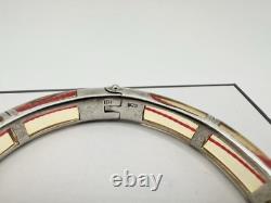 Bracelet à cliquet en argent sterling jaune rouge VTG String Of Fate signé 925 Read